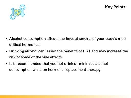 key points about taking hrt with alcohol